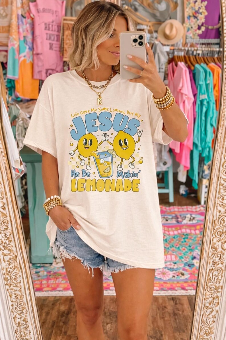 Camiseta Comfort Colors Jesus Lemonade, camiseta gráfica cristiana retro imagen 3