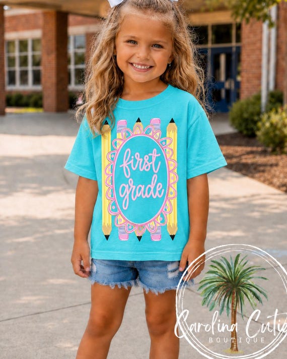 Personalized First Grade Shirt, Custom Back to School Tee, Girls School Apparel