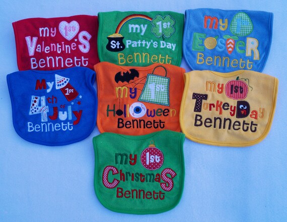 first holiday bibs set
