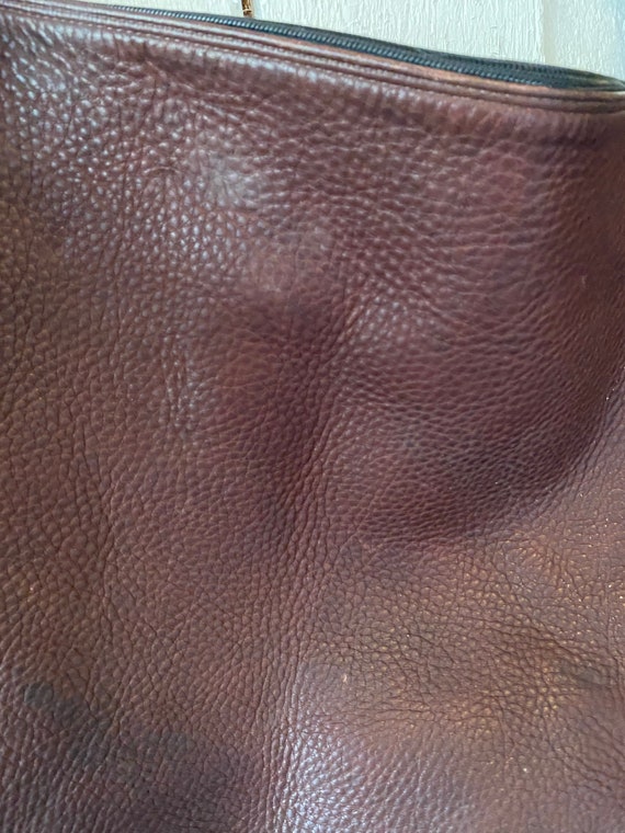 Vintage 80s Brown Pebbled Leather Large Shoulder … - image 2