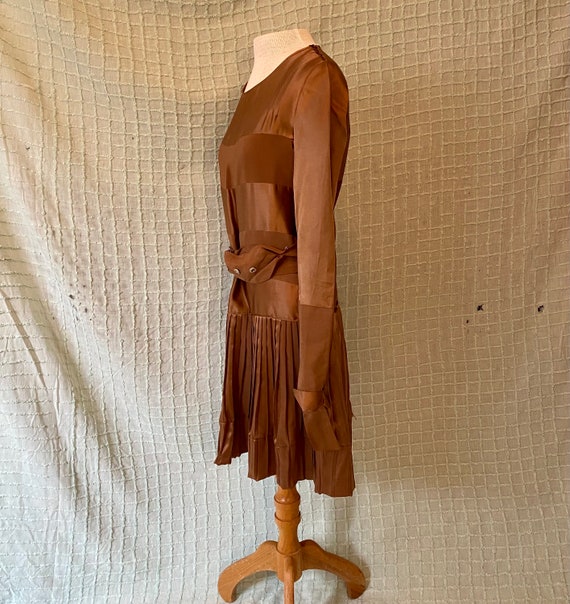 Vintage 20s Copper Drop Waist Pleated Flapper Dre… - image 6