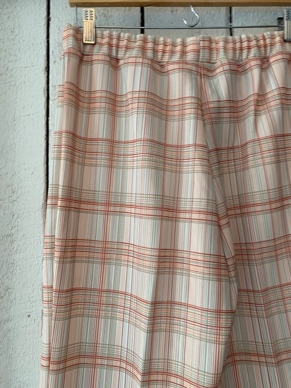 Vintage 70s Peach Pink Plaid High Rise Polyknit S… - image 8