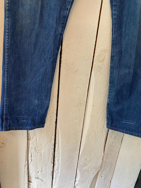 Vintage 70s Dark Blue Wash Denim Straight Leg Jea… - image 5