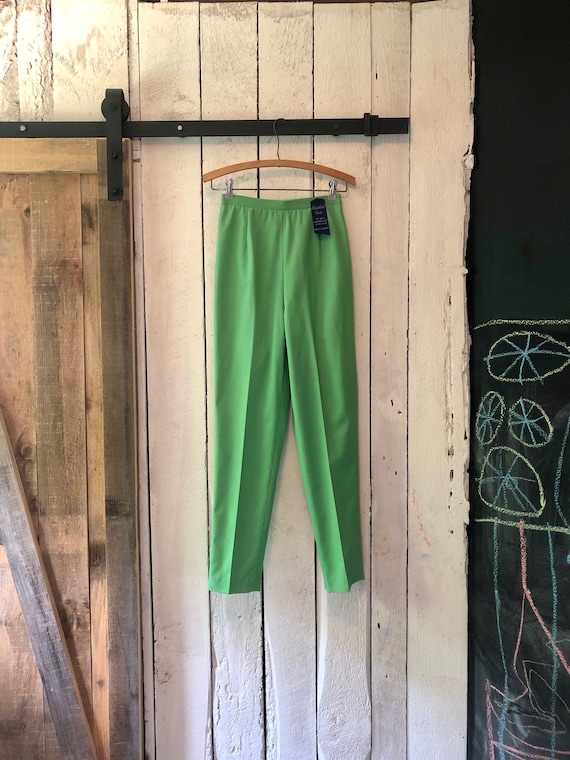 Vintage 60s Deadstock Lime Green High Rise Back Zi