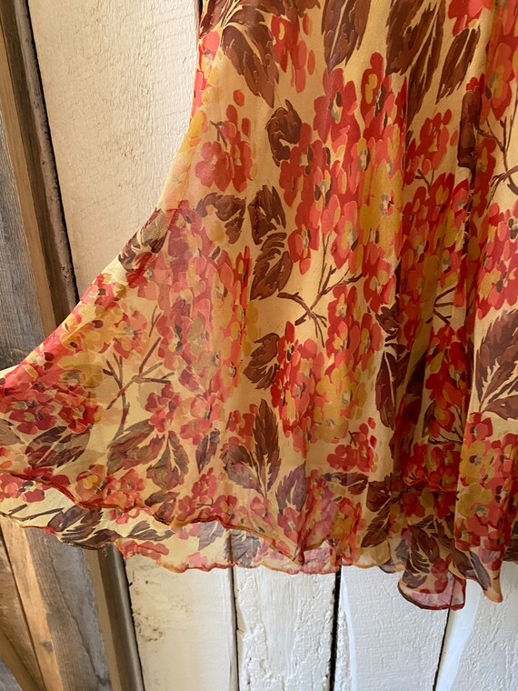 1920s Vintage Antique Orange Floral Silk Chiffon … - image 9