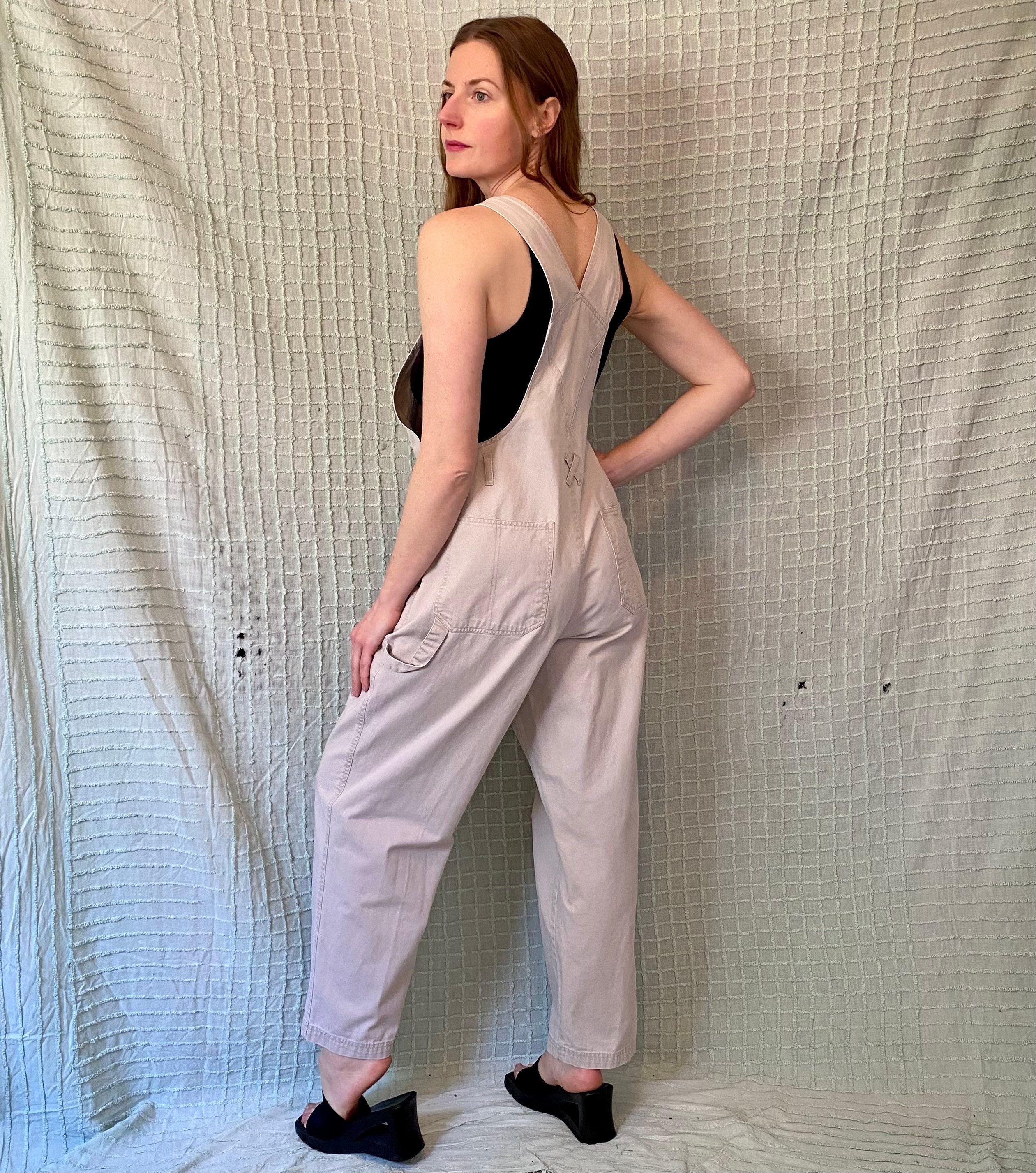 Vintage 90s/y2k Khaki Beige Cotton Overall Pants Fashion Bug