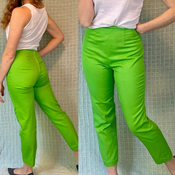 Vintage 60s Lime Green Back Zip Petal Pusher High Rise Vintage 60s Lime Green Back Zip Petal Pusher High Rise