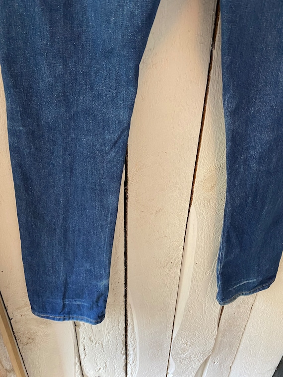 Vintage 70s Dark Blue Wash Denim Straight Leg Jea… - image 3