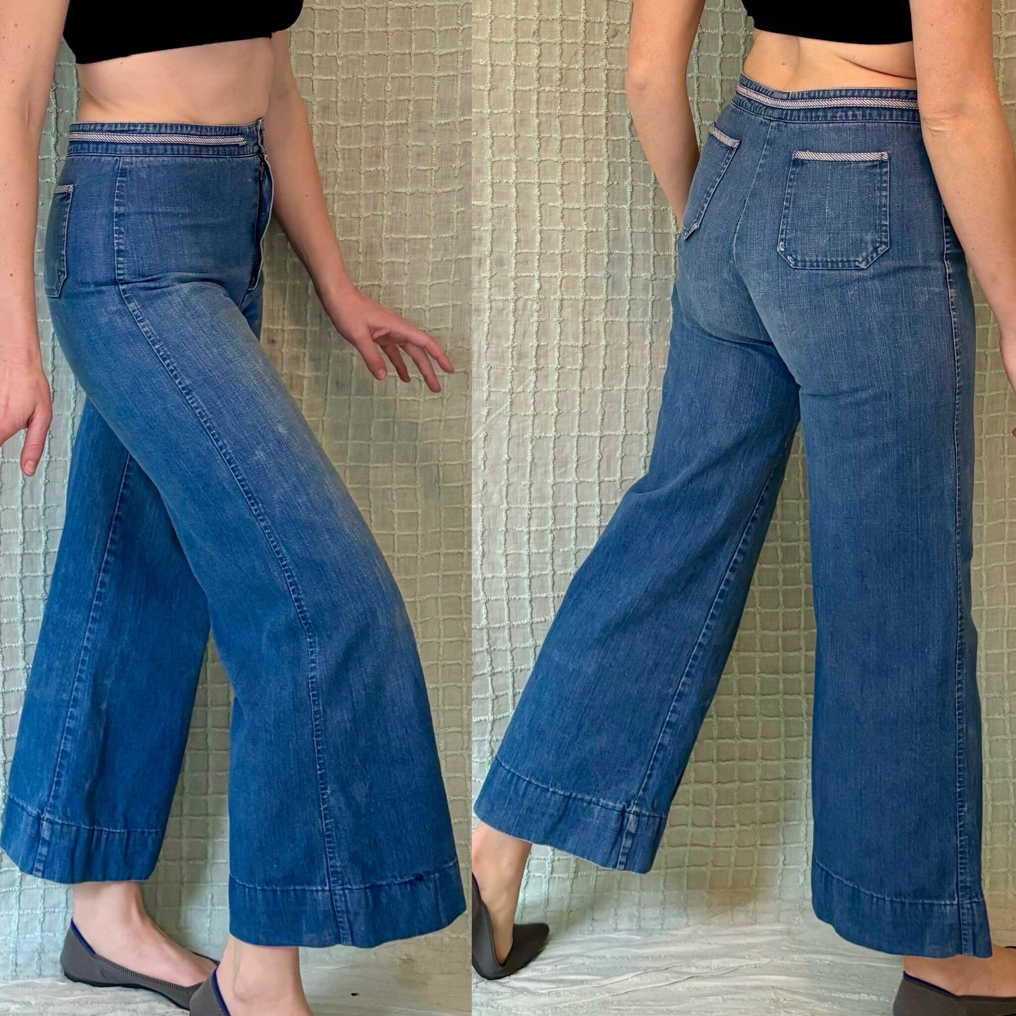 NWT women Vibrant High waisted 70s vtg distressed flare jeans
