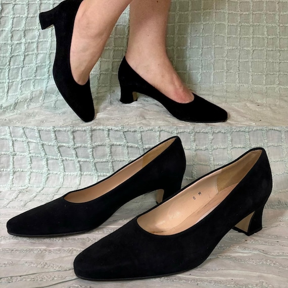 Vintage 90s Inky Black Suede Leather Heels Pump Shoes by Jones New York Size 8 M Etsy Canada