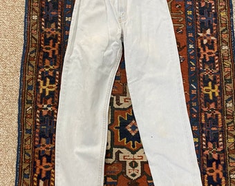 Vintage 80s Light Acid Wash Blue White Denim Levi’s 550 Jeans size 12