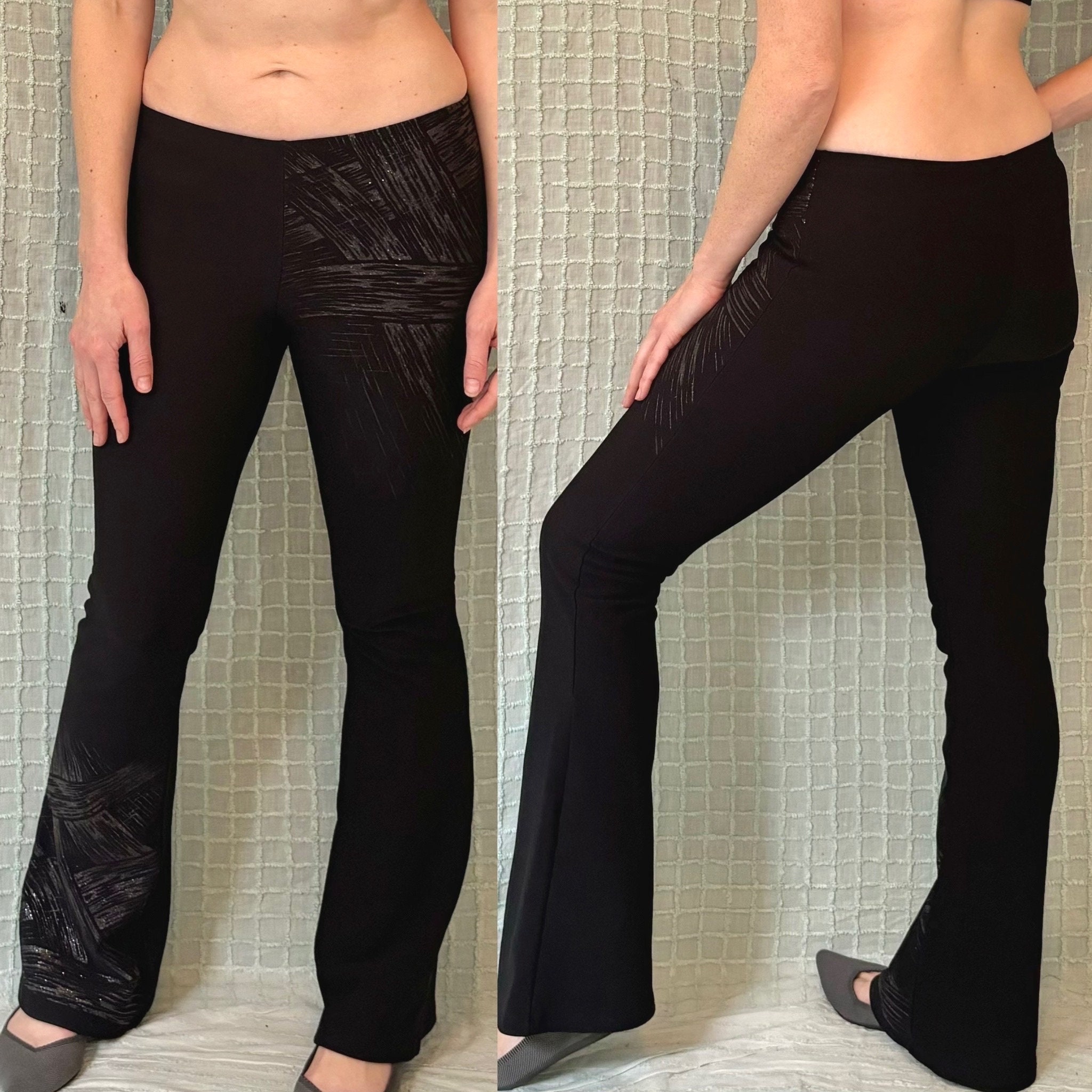 Vintage Y2K Black Low Rise Flare Sparkle Glitter Pants