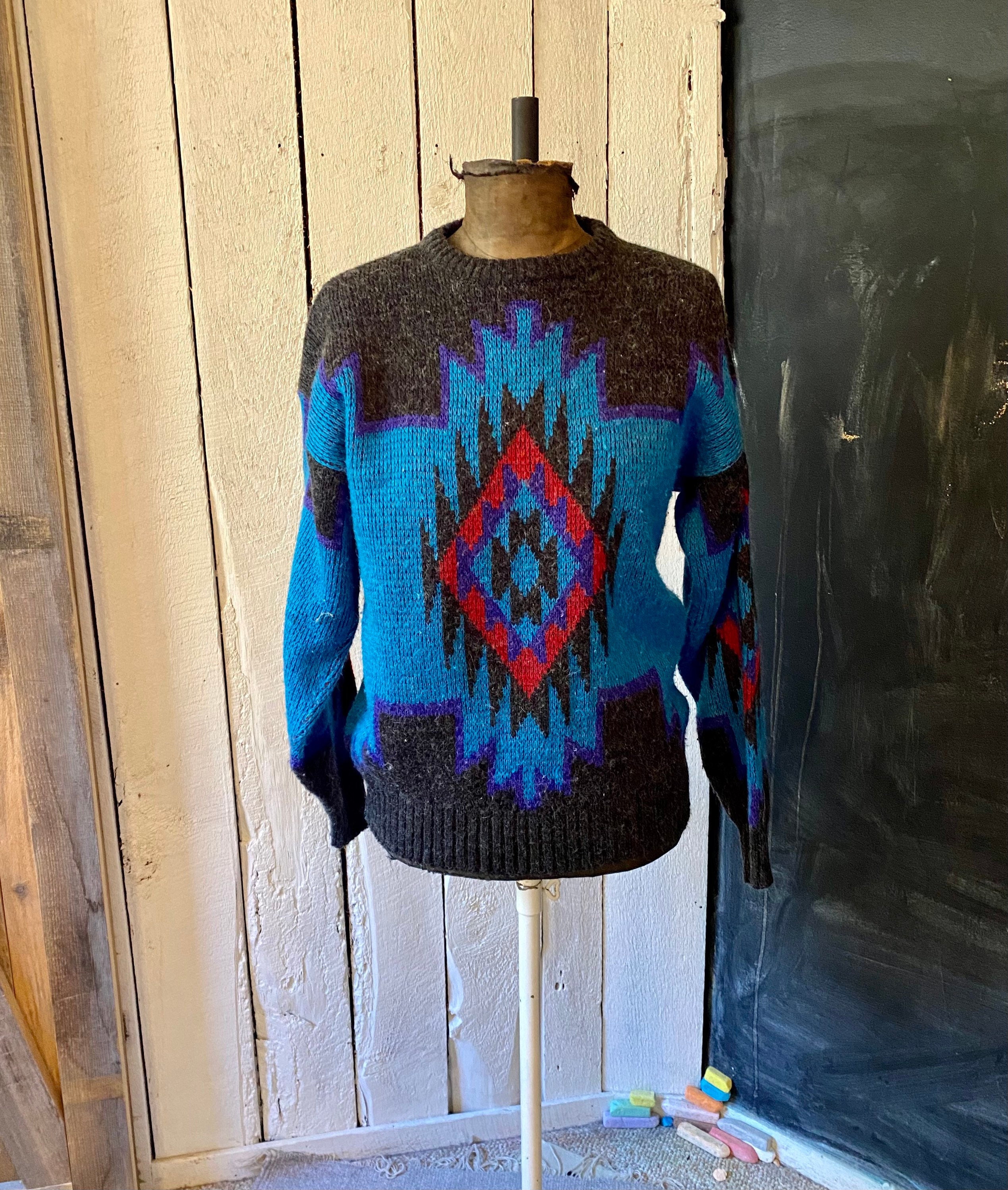 Vintage 80s Turquoise Blue Gray 