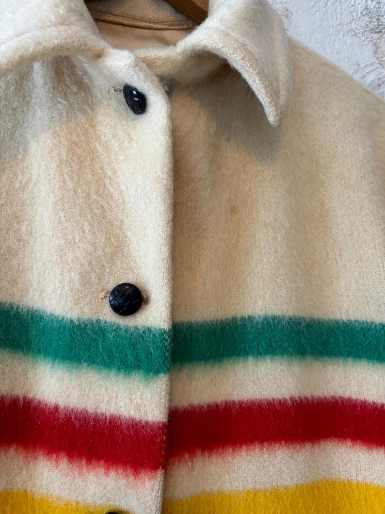 Hudsons Bay Vintage 60s Classic Colors 4 Point Blanket Coat100 Wool
