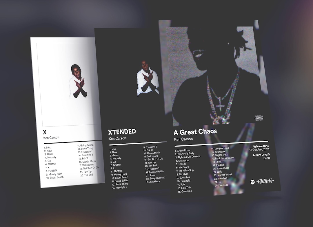 Ken Carson 3 Pack of Album Cover Posters: Showcase Your Favorite Albums