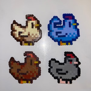 Stardew Valley Perler Magnets-Chickens, set of 4