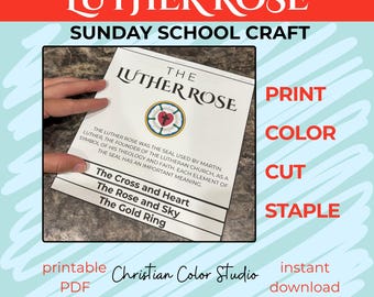 Manualidad imprimible de Luther Rose / Manualidad para la escuela dominical / Descarga digital