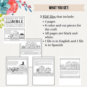 Old Testament Books of the Bible Printable Craft | English and Spanish Versions | Sunday School Craft | Digital Download image 2