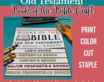 Old Testament Books of the Bible Printable Craft | English and Spanish Versions | Sunday School Craft | Digital Download
