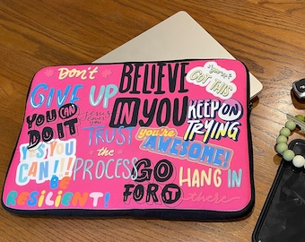 Funda para portátil rosa, funda cristiana, funda inspiradora, funda para portátil para jóvenes y escuelas, funda motivacional, regalo para ella.