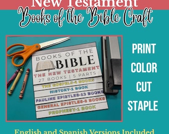 New Testament Books of the Bible Printable Craft | English and Spanish Versions | Sunday School Craft | Digital Download