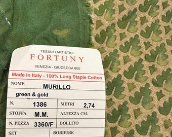 Fortuny Murillo-katoen, groen en metallic goud