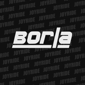 May include: White "Borla" logo on a black background with the word "JOYRIDE" repeated diagonally. The logo features bold, sans-serif lettering with a horizontal line beneath the word "Borla".