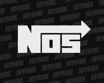 NOS - Gloss White Logo Racing Drifting Car Truck Vinyl Decal Sticker For Windows, Laptop, Walls, Vehicles, and More. JDM Drift Race