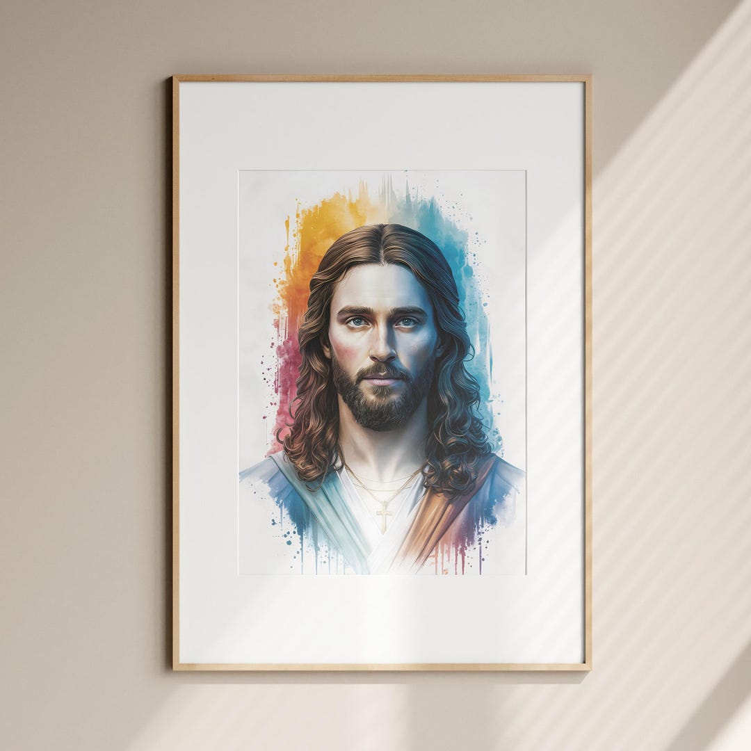 Modern Jesus Christ Portrait, Christian Art Print (digital Download ...
