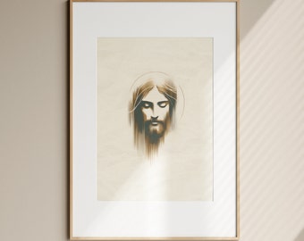 Modern Jesus Christ Portrait, Christian Art Print (Digital Download)