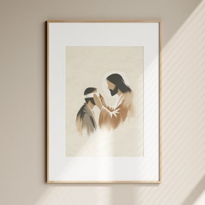Jesus Healing Blind Man Art, Christ Healing Art Miracles of Jesus Art Modern Abstract Christian Bible Wall Art Print DIGITAL DOWNLOAD JPG