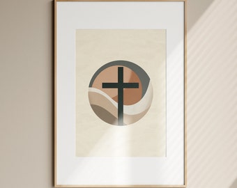 Minimalist Christian Cross Art Print – Religious Wall Decor (Digital Download)