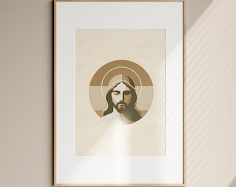Modern Jesus Christ Portrait, Christian Art Print (Digital Download)