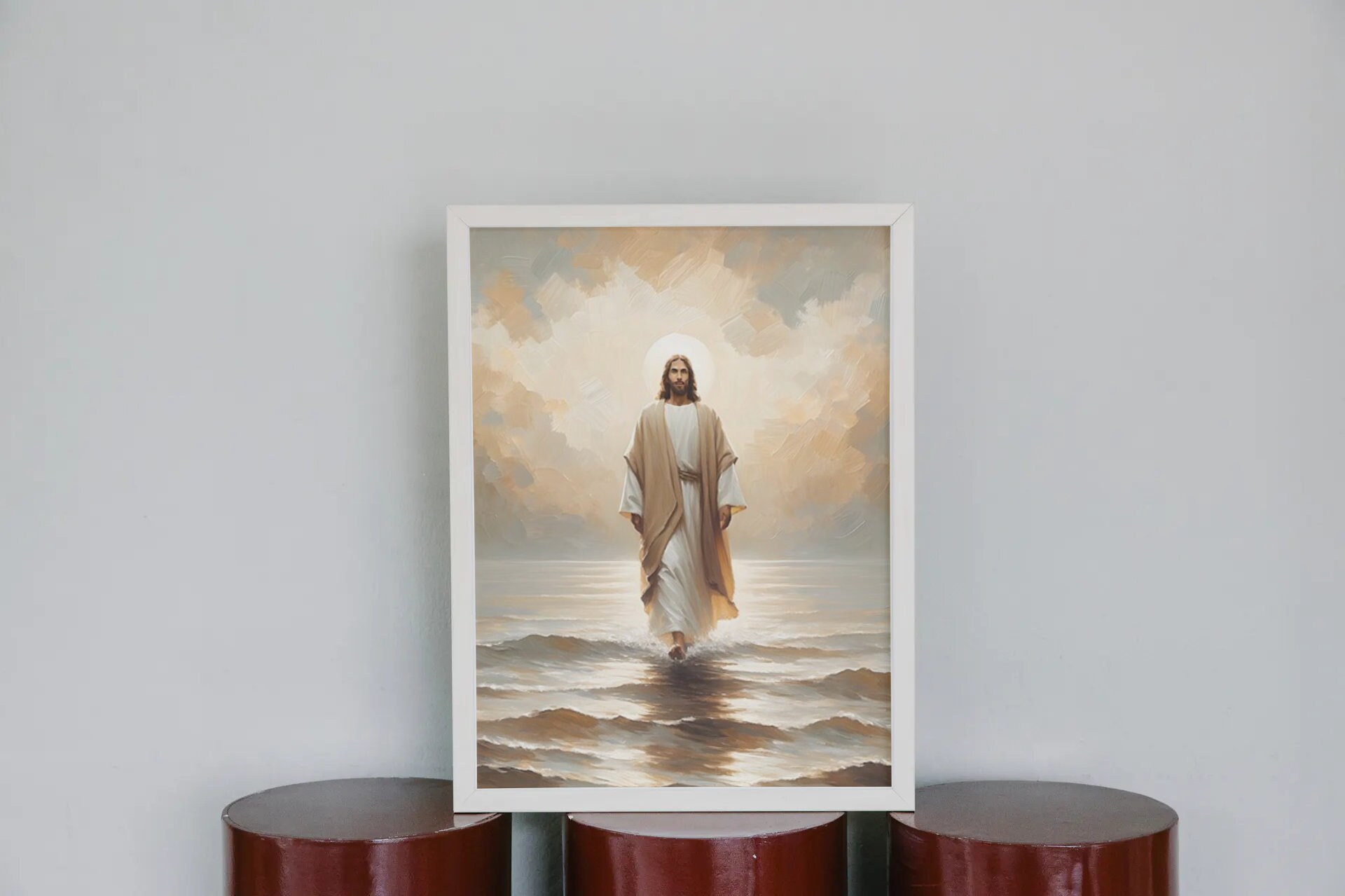 Jesus Christ Walking on Water Oil Painting, Christian Art (digital ...