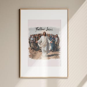 Follow Jesus Christ DIGITAL DOWNLOAD, Come Follow Me Bible Art, Cross Minimalist Christian Modern Bible, Jesus print Wall Art Bible Sketches