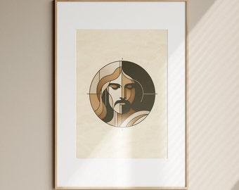 Modern Jesus Christ Portrait Print, Good Shepherd Art (Digital Download)