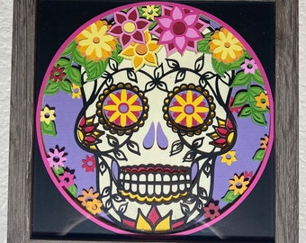 Caja de sombras 3D con calavera de azúcar SKULLY