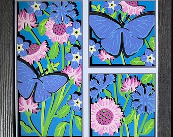 Arte en papel 3D para jardín de mariposas - Hecho a mano