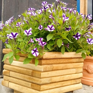 Blumentopf, sechseckiger Übertopf aus Holz, Behälter für Blumen, Blumentopf aus Eiche, Übertopf aus Holz