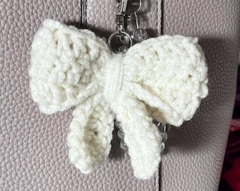 Crochet Bow Keychain • Coquette Bag Charm • Handmade Accessory