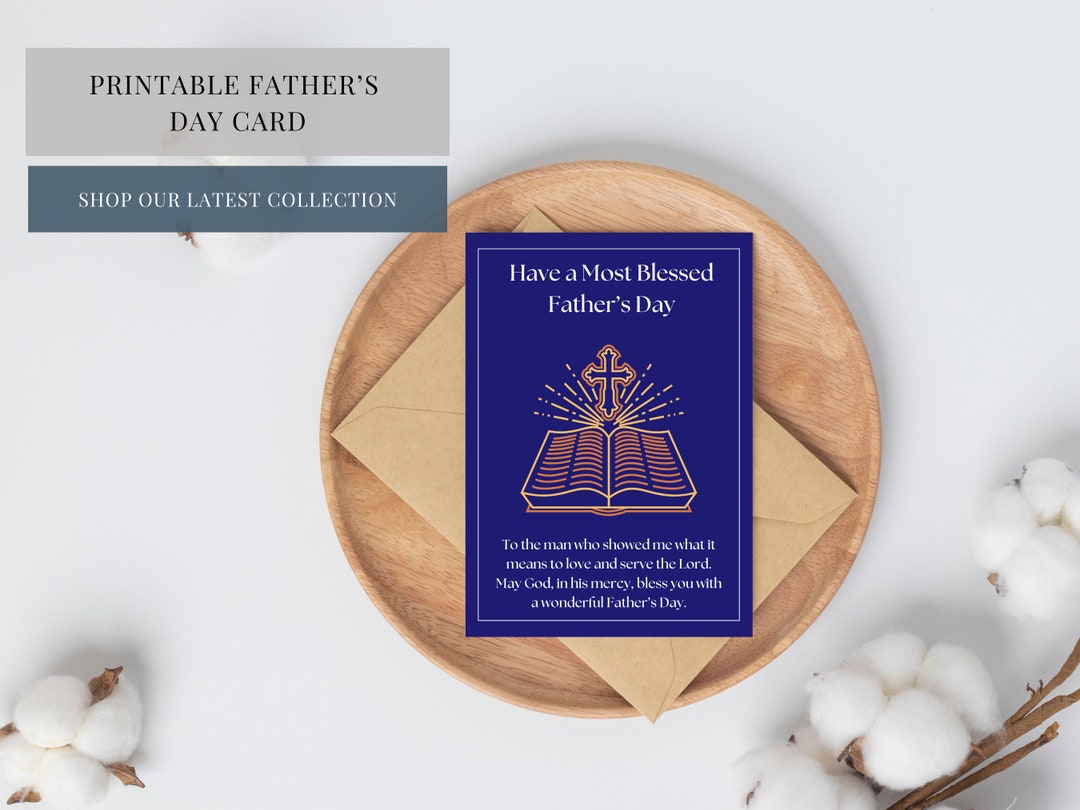PRINTABLE Religious Father's Day Card - Blue Digital Father's Day Card ...