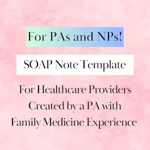 Modello di nota SOAP digitale per studenti e fornitori / Schema di nota SOAP stampabile per assistente medico, infermiere specializzato, medico