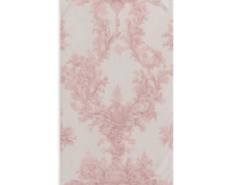 Pink Victorian Hand Towel, Vintage Floral Bathroom Decor, Soft Cotton Tea Towel, Elegant Kitchen Towel, Shabby Chic Guest Towel, Retro