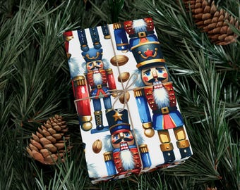 Watercolor Nutcracker Christmas Wrapping Paper, Festive Holiday Gift Wrap