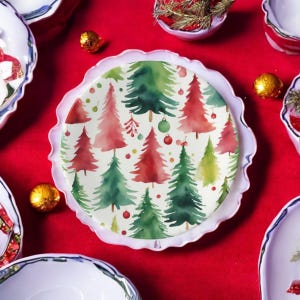 Aquarell Weihnachtsbaum Teller: Bone China Urlaub Geschirr