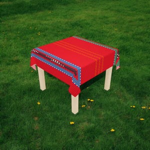 Mexican Blanket Inspired Tablecloth, Red Tablecloth, Fiesta Decor, Mexican Tablescape, Southwestern Style Table Cloth, Western Decor