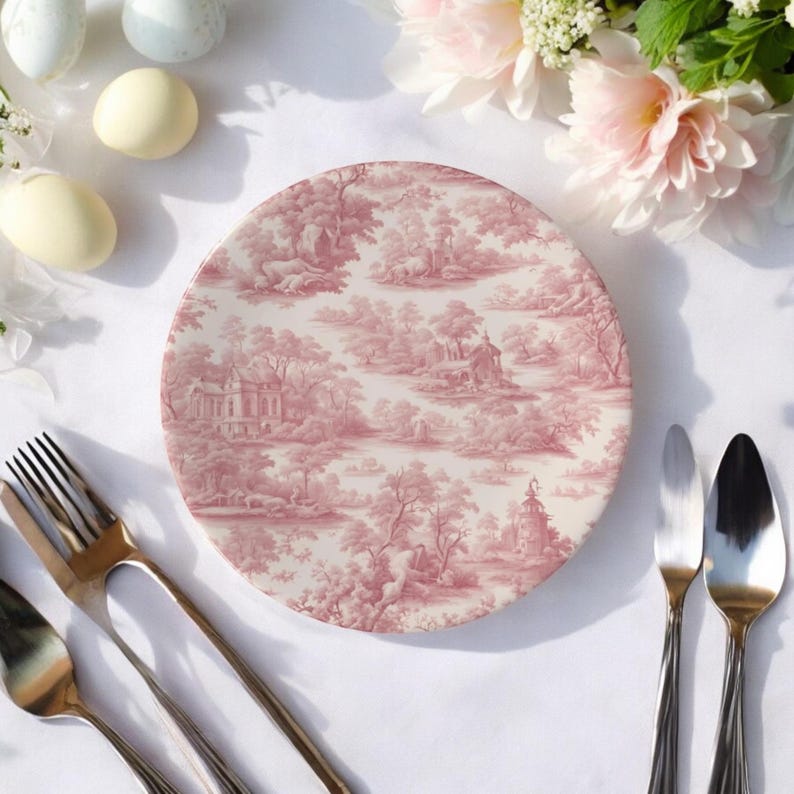 Dish Pattern Toile Variety Toile Plate Dinnerware Set, Bone China Plate, Easter Dinnerware ...