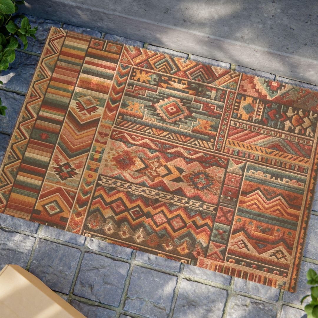 Aztec Outdoor Doormat: Southwestern Welcome Mat, Coir Fiber (24