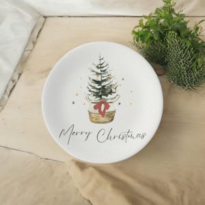 Christmas Tree Bone China Plate: Rustic Holiday Dinnerware