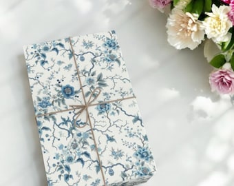 Blue Chinoiserie Gift Wrap: Elegant Floral Wrapping Paper